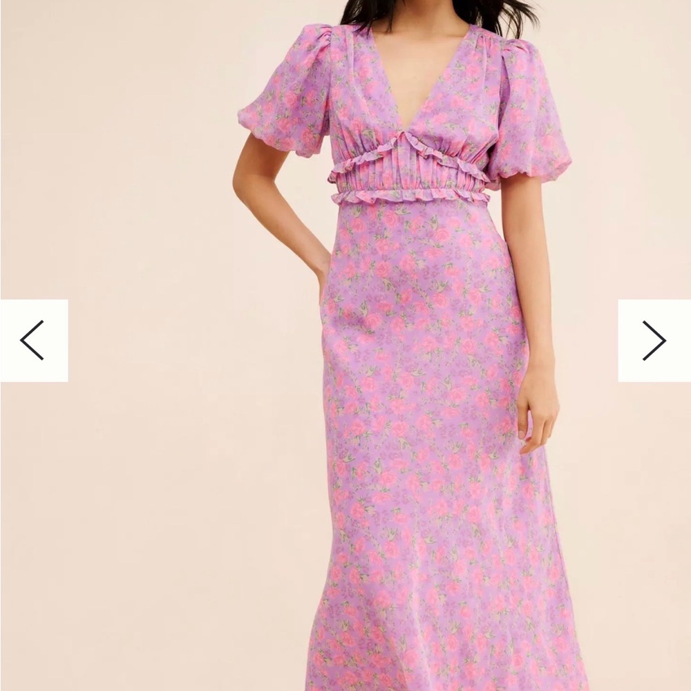 ASTR Esperanza Floral Puff Midi Dress